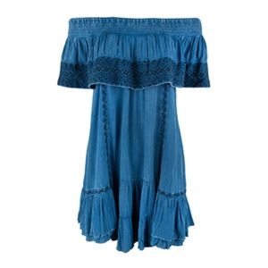 MUCHE ET MUCHETTE DENIM GAVIN RUFFLE TUNIC O/S